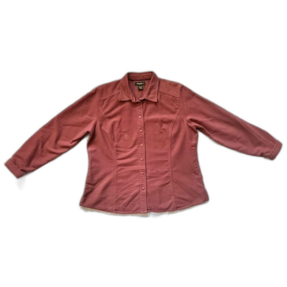 Eddie Bauer Women's Mauve Pink Flannel Shirt Jacket Button-Up Size XL